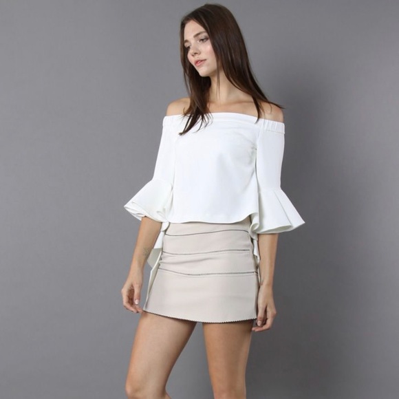 NWT CHICWISH Ethereal Frilling Off-Shoulder Top In Pink - Picture 8 of 9